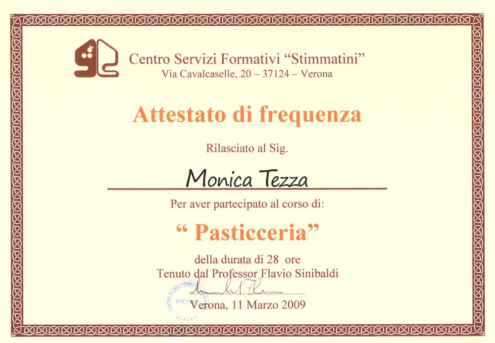 Attestato di pasticceria